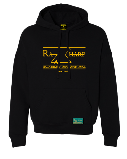The Raza Sharp International (blk/gold logo) fleece hoodie -unisex