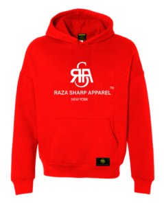 The Red Riding hoodie.   red/wht logo-unisex