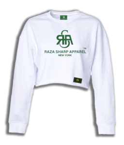 The Raza Sharp Apparel-Lightweight crop crew neck Tee (Green logo)-female